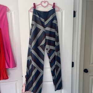 DROMe Funky 100% Leather Wide Leg Pant Blue Patchwork Small